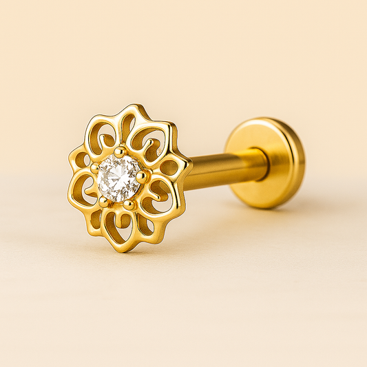 Salma - Titanium Filigree Blossom Stud