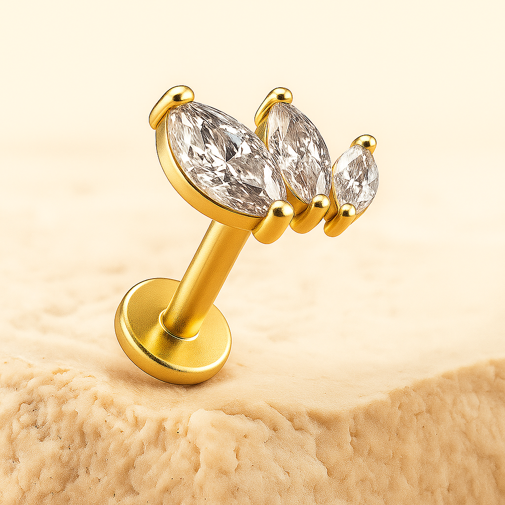 Maya - Titanium Three Leaf Marquise Stud