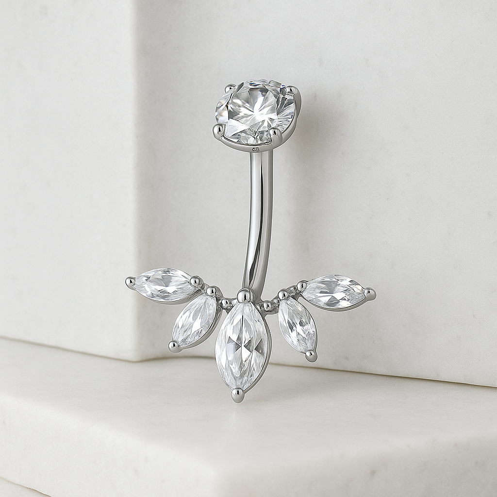Yasmina - Titanium Floral Belly Ring