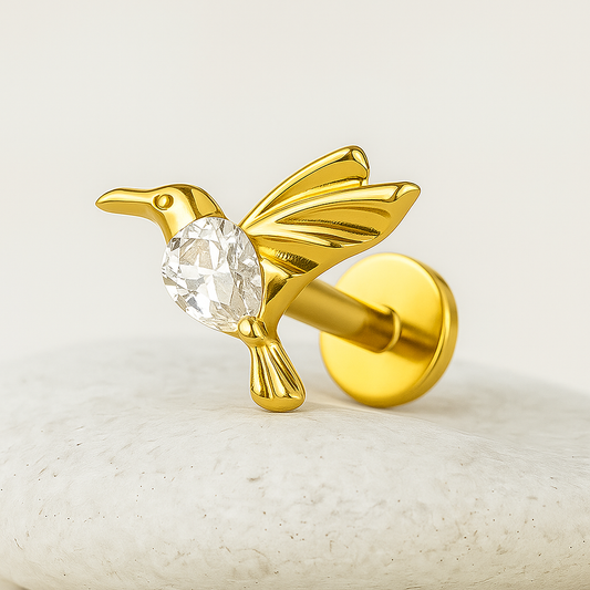 Ayla - Titanium Hummingbird Crystal Stud