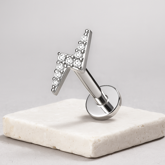 Mila - Titanium Lightening Bolt Stud