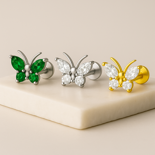 Bella - Titanium Butterfly Stud