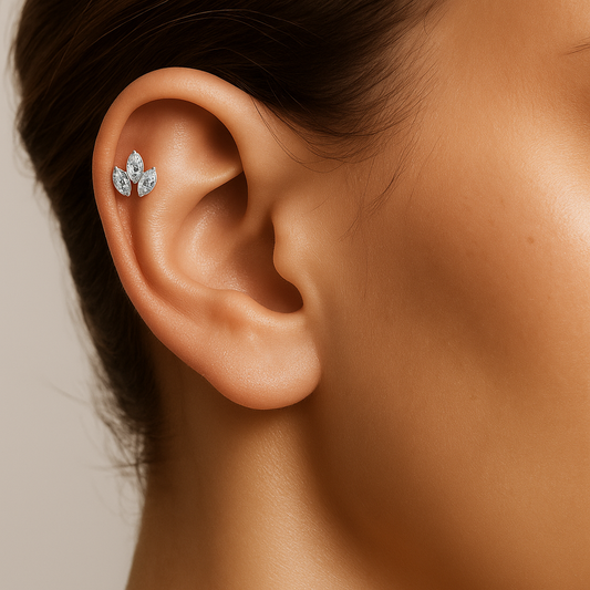 Maha - Titanium 3 Leaf Stud