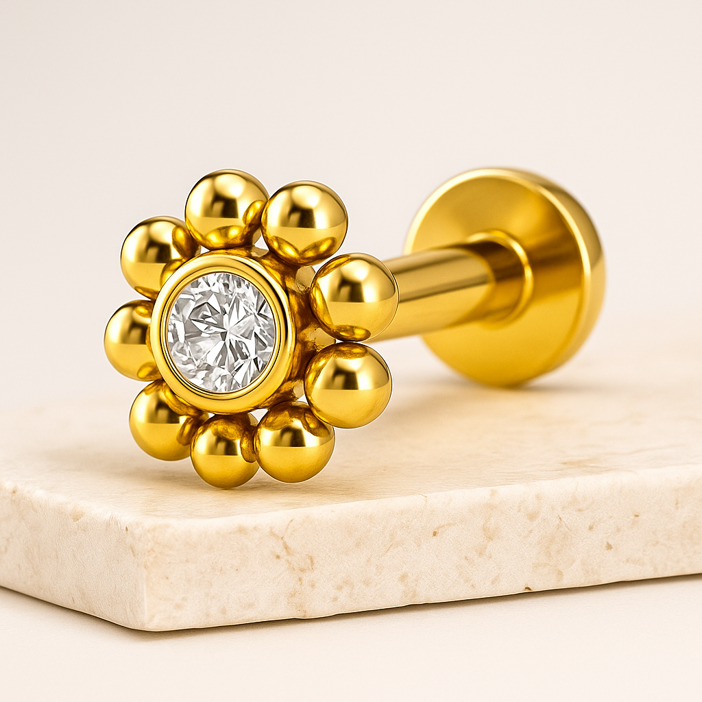 Layali – Titanium Flower Stud