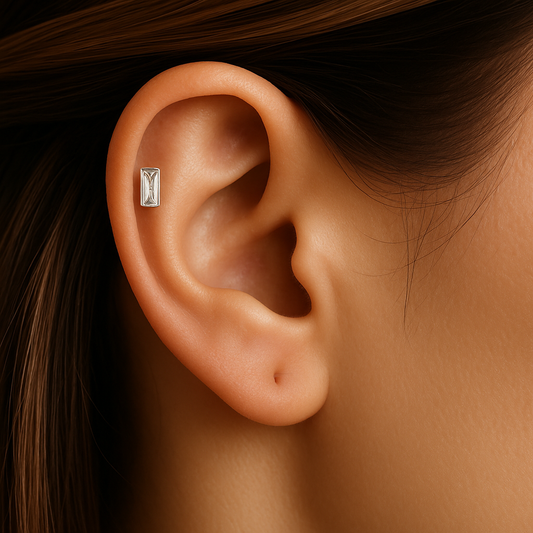 Erica - Titanium Baguette Stud