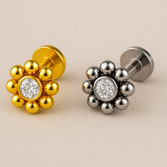 Layali – Titanium Flower Stud