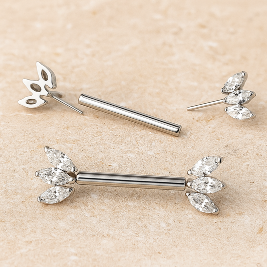 Nari - Titanium Threadless Tristone Nipple Bar