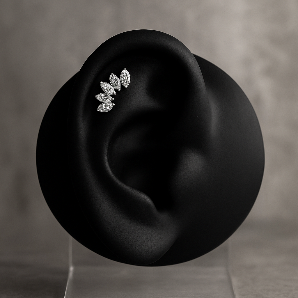 Mia - Titanium Marquise Curved Stud