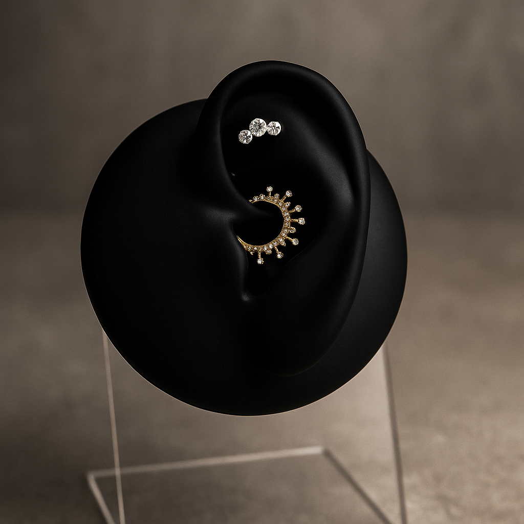 Sahar - Titanium Tristone Blaze Stud