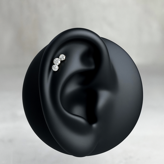 Sahar - Titanium Tristone Blaze Stud