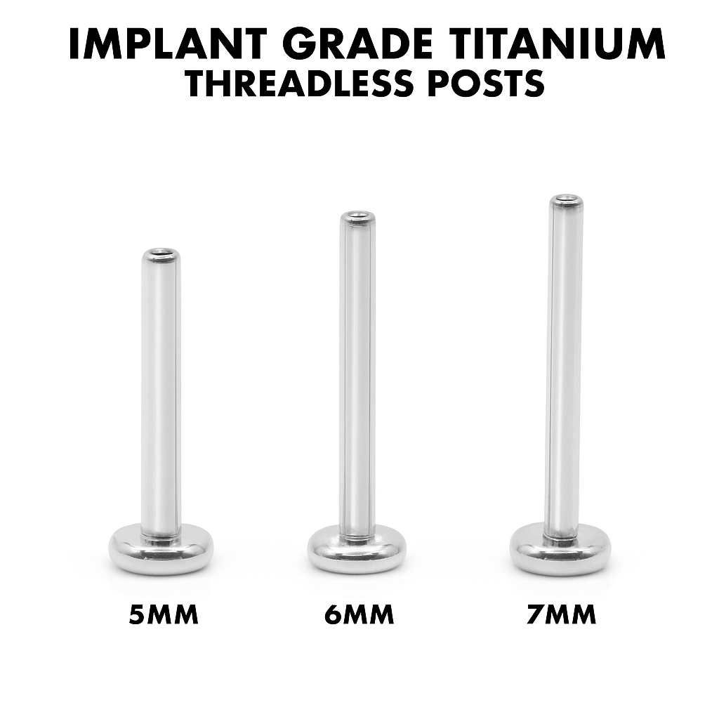 18G Titanium Threadless Labret Post Only