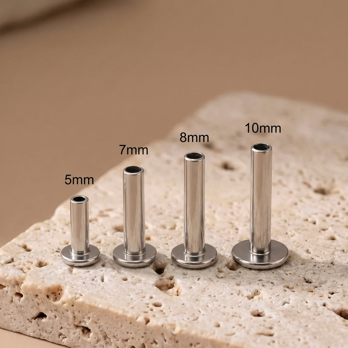 5mm, 7mm, 8mm and 10mm Titanium Threadless Flatback Post Only