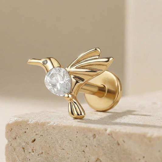 Ayla - Titanium Hummingbird Crystal Stud
