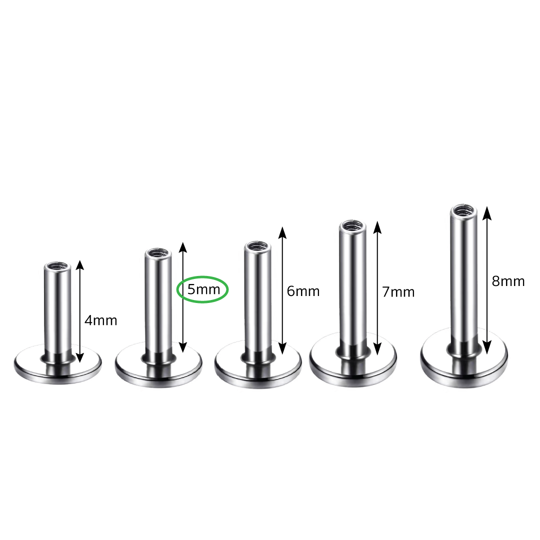 4mm, 7mm and 8mm Titanium Threaded Labret Post Only