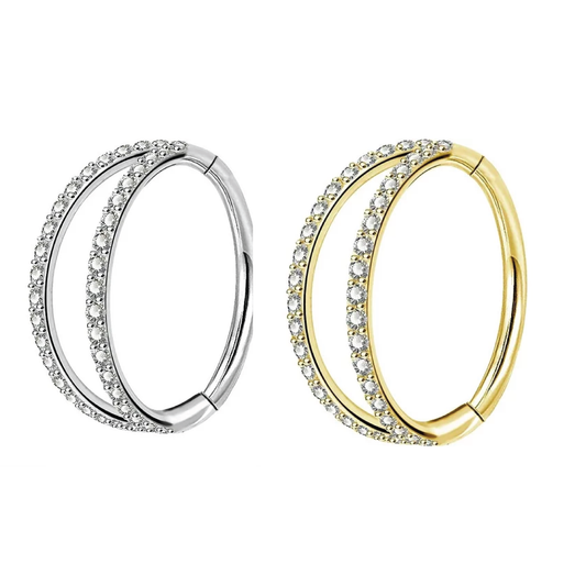 Sana - Titanium Double Layer Paved Segment Ring