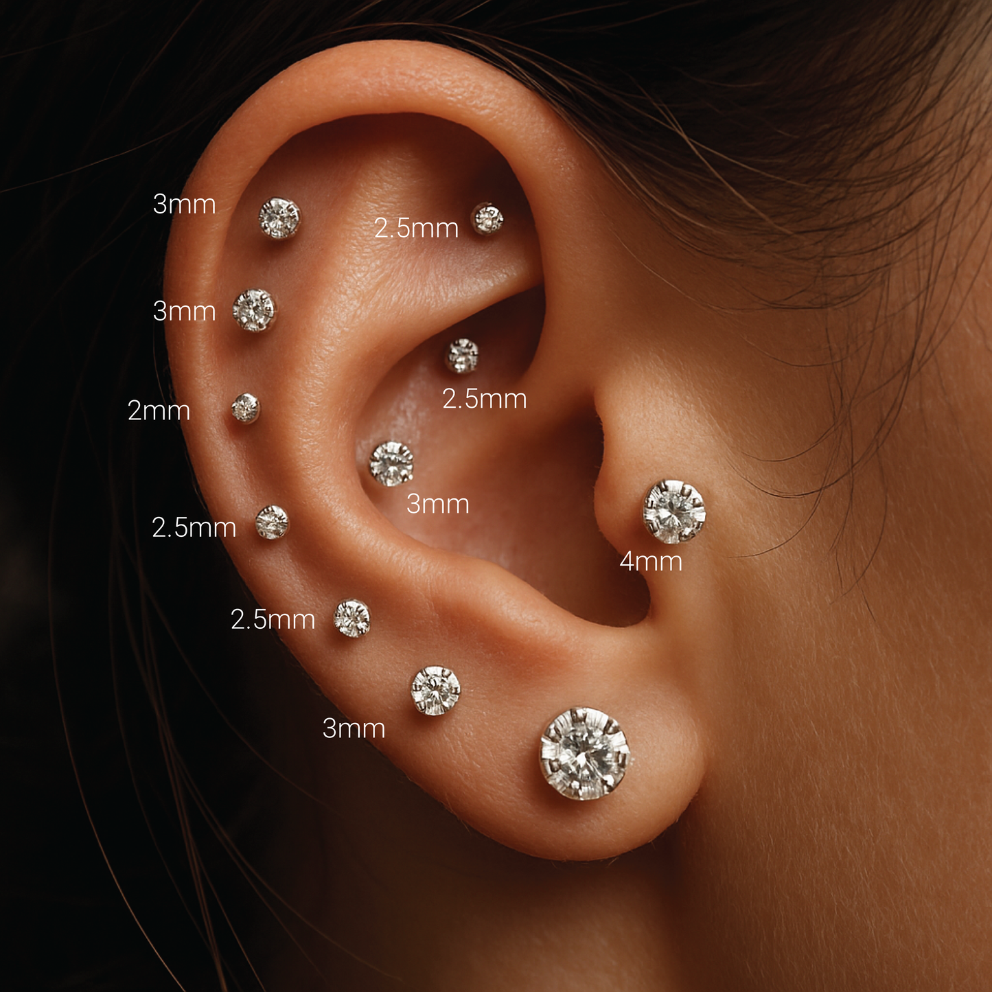 Sara - Titanium Threadless Stud
