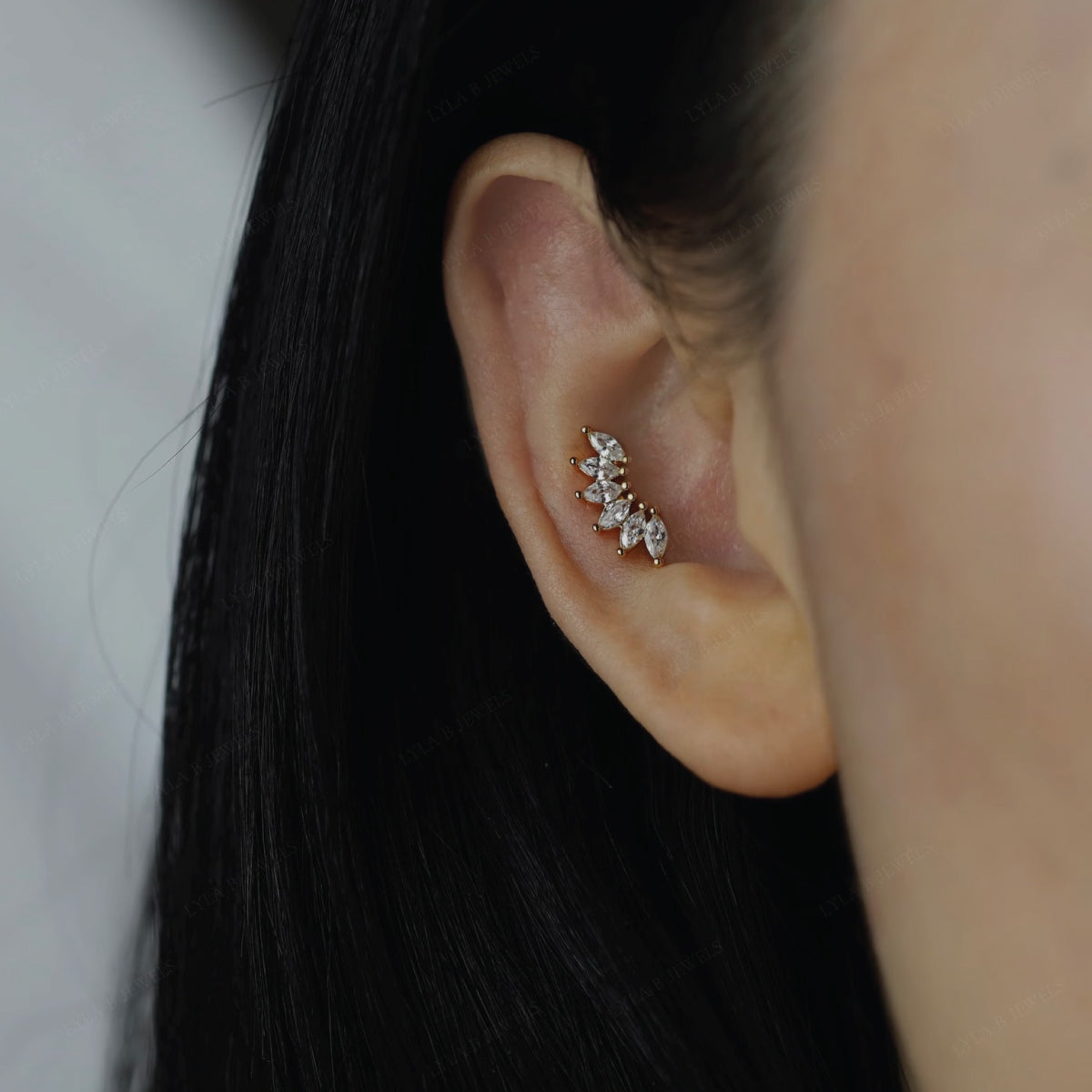 Mia - Surgical Steel Threadless Marquise Fan Stud