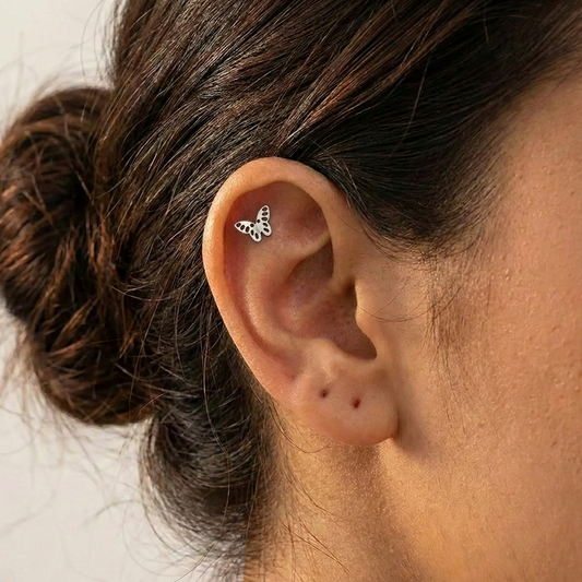 Gia - Hollow Butterfly Stud