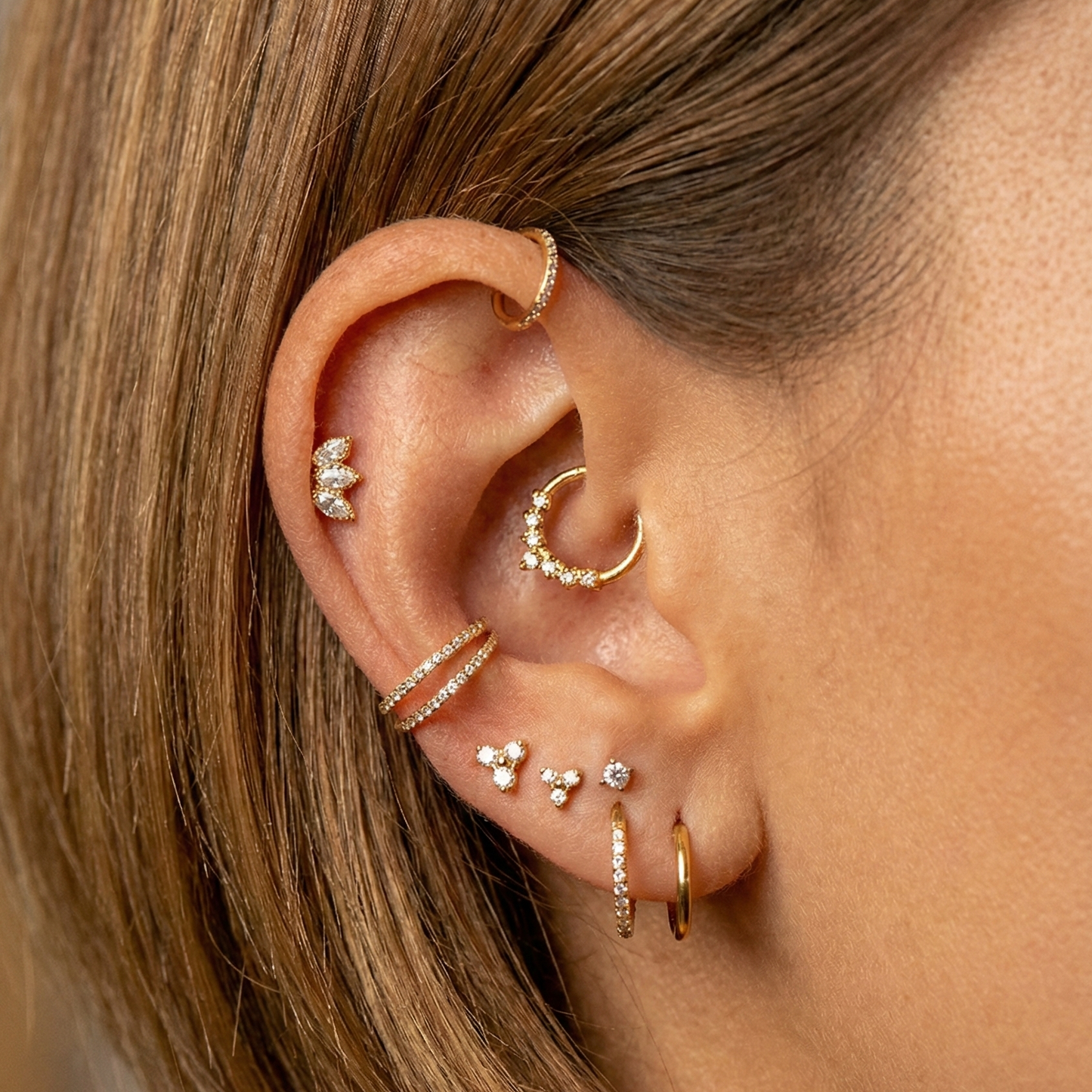 Sana - Titanium Double Layer Paved Segment Ring