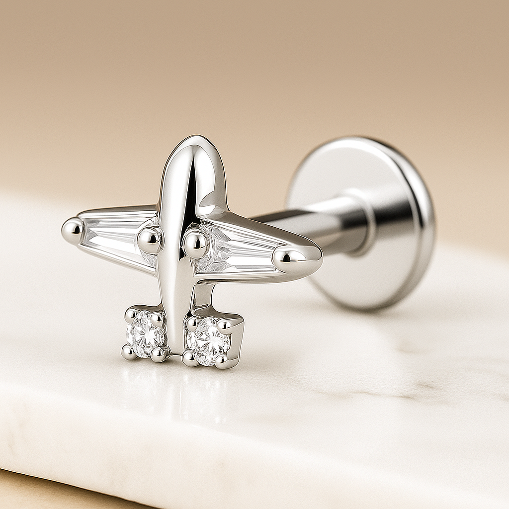 Liora - Titanium Airplane Stud