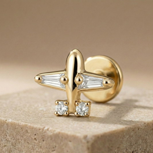 Liora - Titanium Airplane Stud