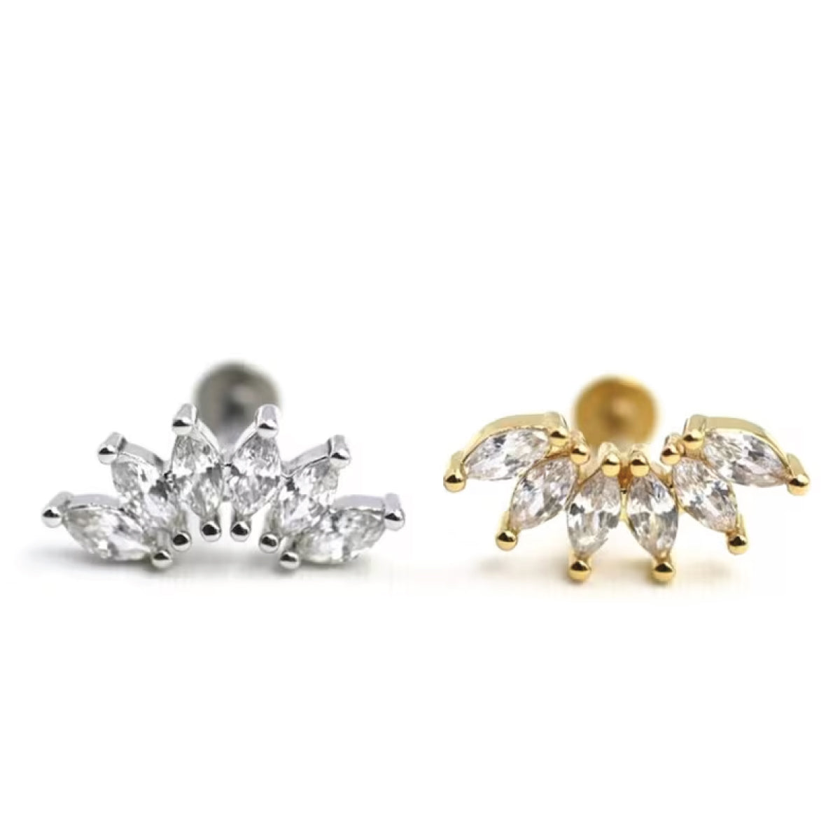 Mia - Surgical Steel Threadless Marquise Fan Stud
