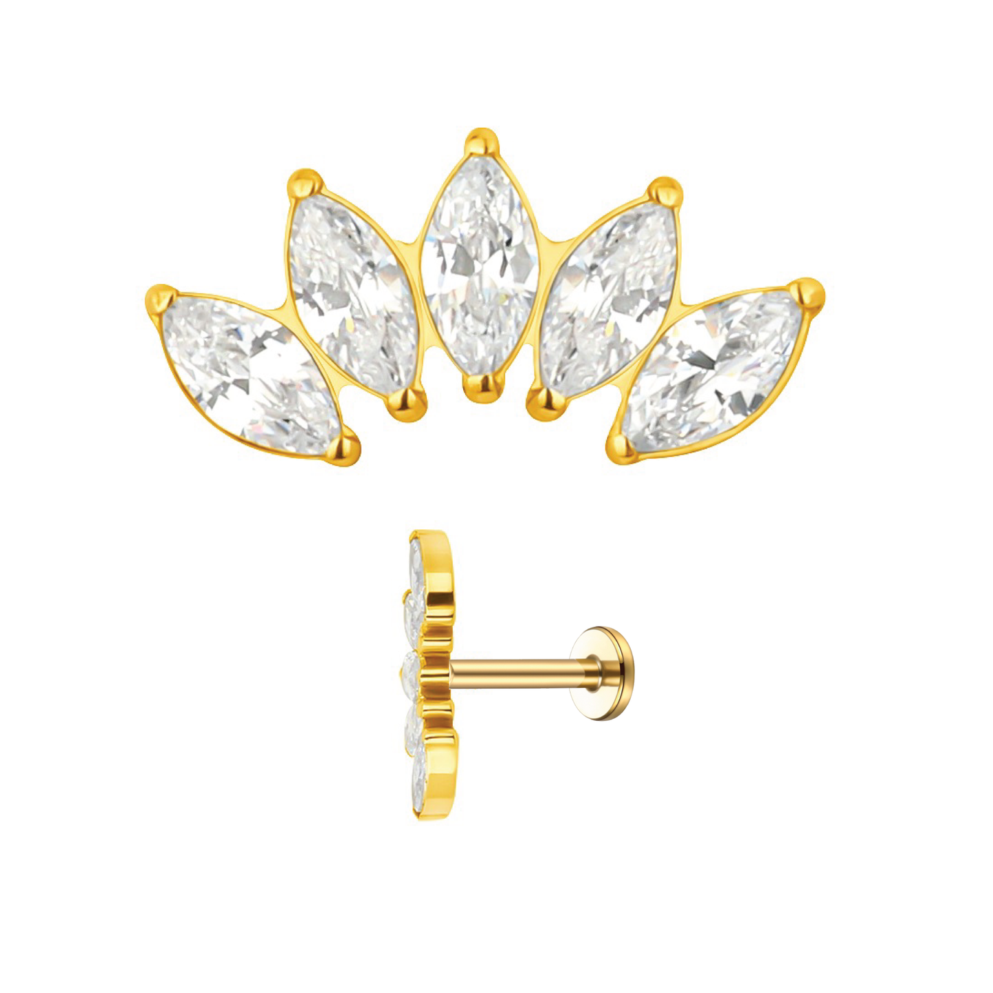 Mia - Titanium Marquise Curved Stud