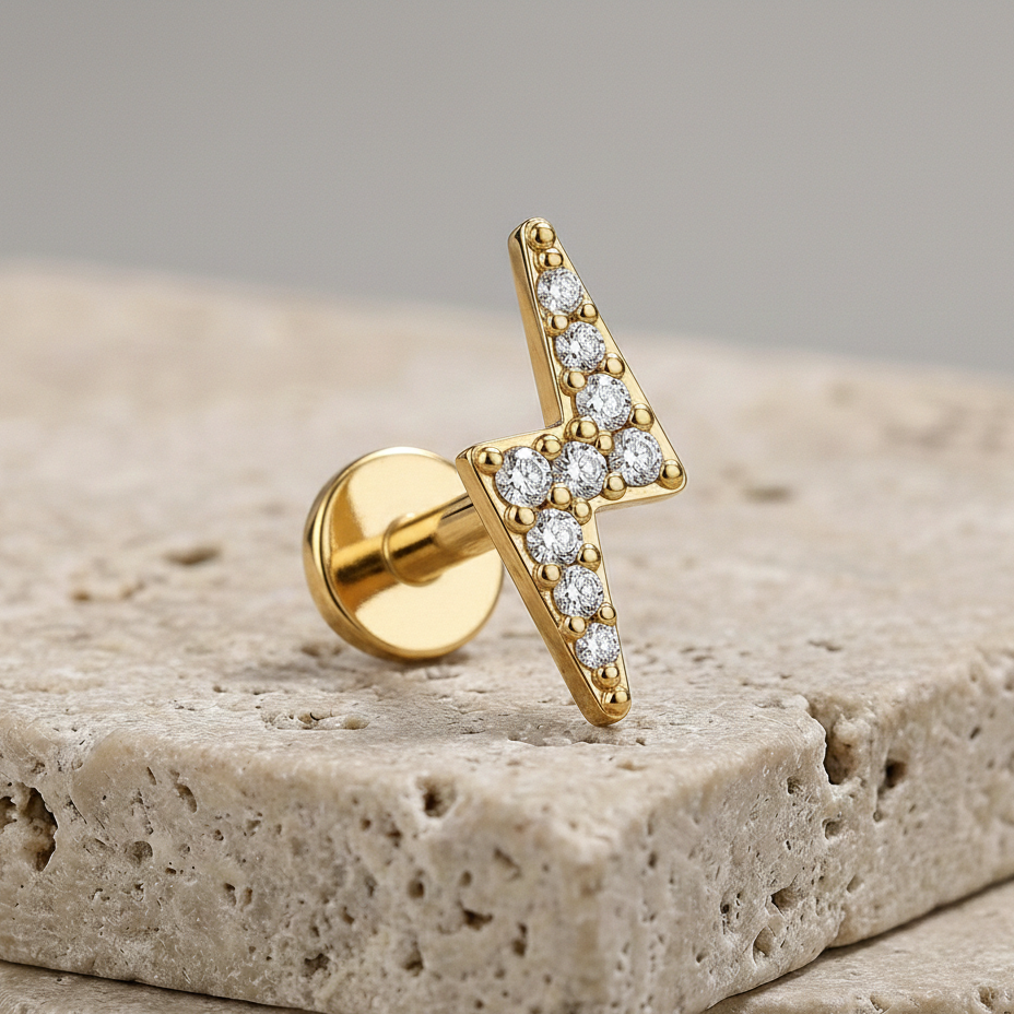 Mila - Titanium Lightening Bolt Stud