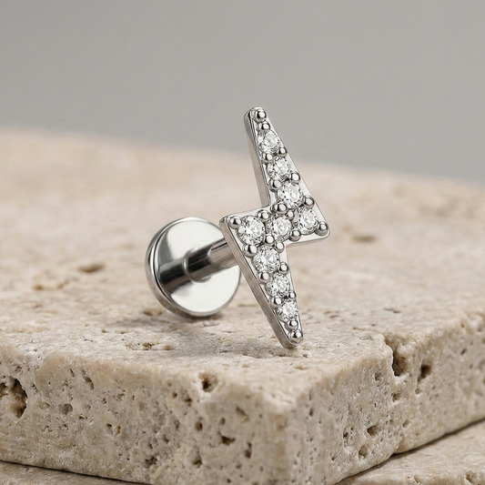 Mila - Titanium Lightening Bolt Stud – hypoallergenic piercing jewellery by Cura