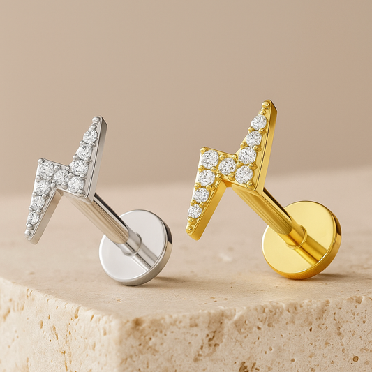 Mila - Titanium Lightening Bolt Stud