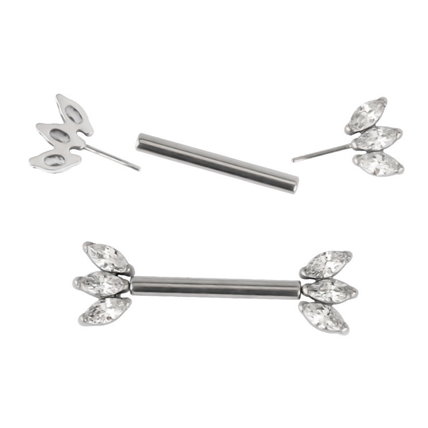 Nari - Titanium Threadless Tristone Nipple Bar