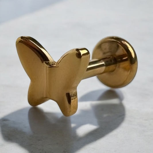 Aria - Titanium Threadless Butterfly Stud