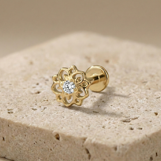 Salma - Titanium Filigree Blossom Stud