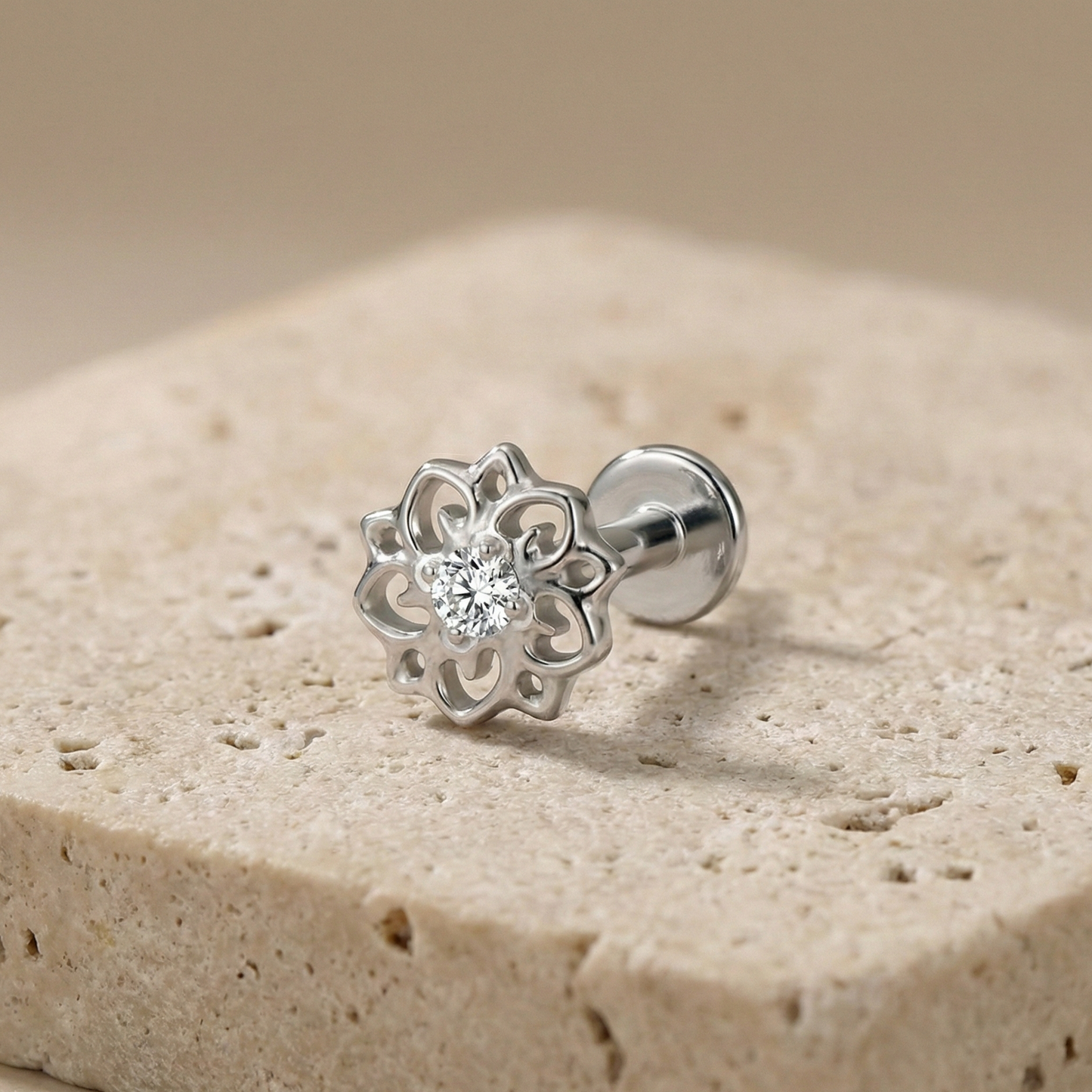 Salma - Titanium Filigree Blossom Stud