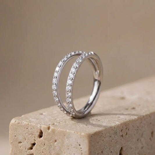 Sana - Titanium Double Layer Paved Segment Ring