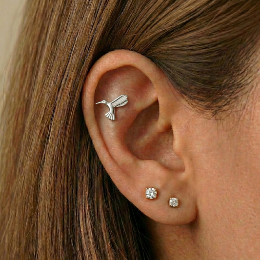 Selena - Titanium Hummingbird Stud