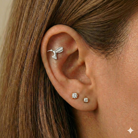Selena - Titanium Hummingbird Stud
