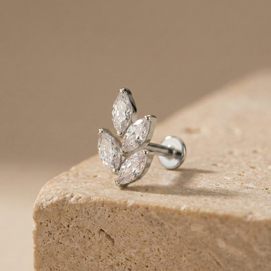 Sierra - Titanium Leafy Stud