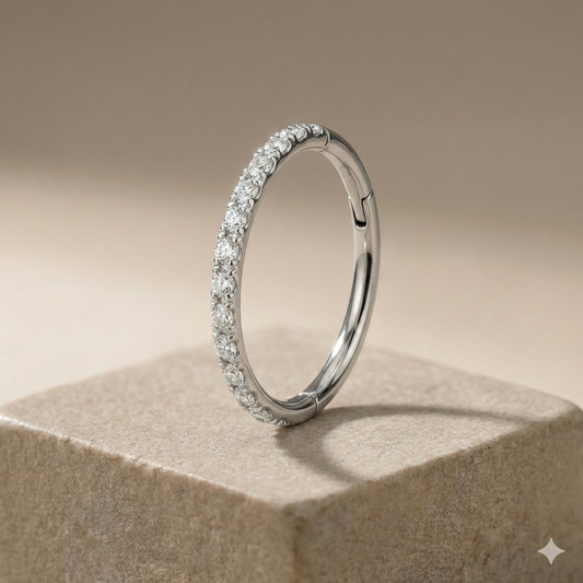 Vera - Titanium Segment Ring with Side Facing Stones