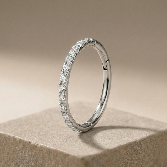 Vera - Titanium Segment Ring with Side Facing Stones