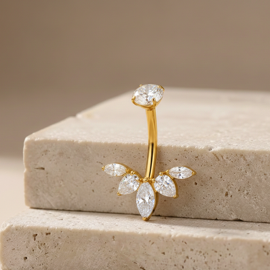 Yasmina - Titanium Floral Belly Ring