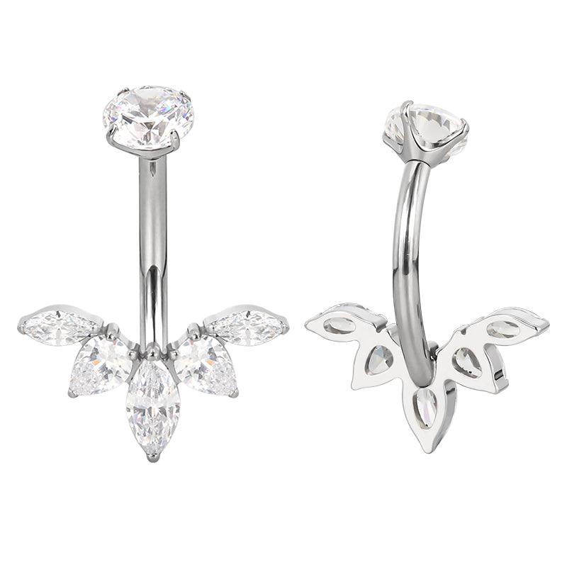 Yasmina - Titanium Floral Belly Ring