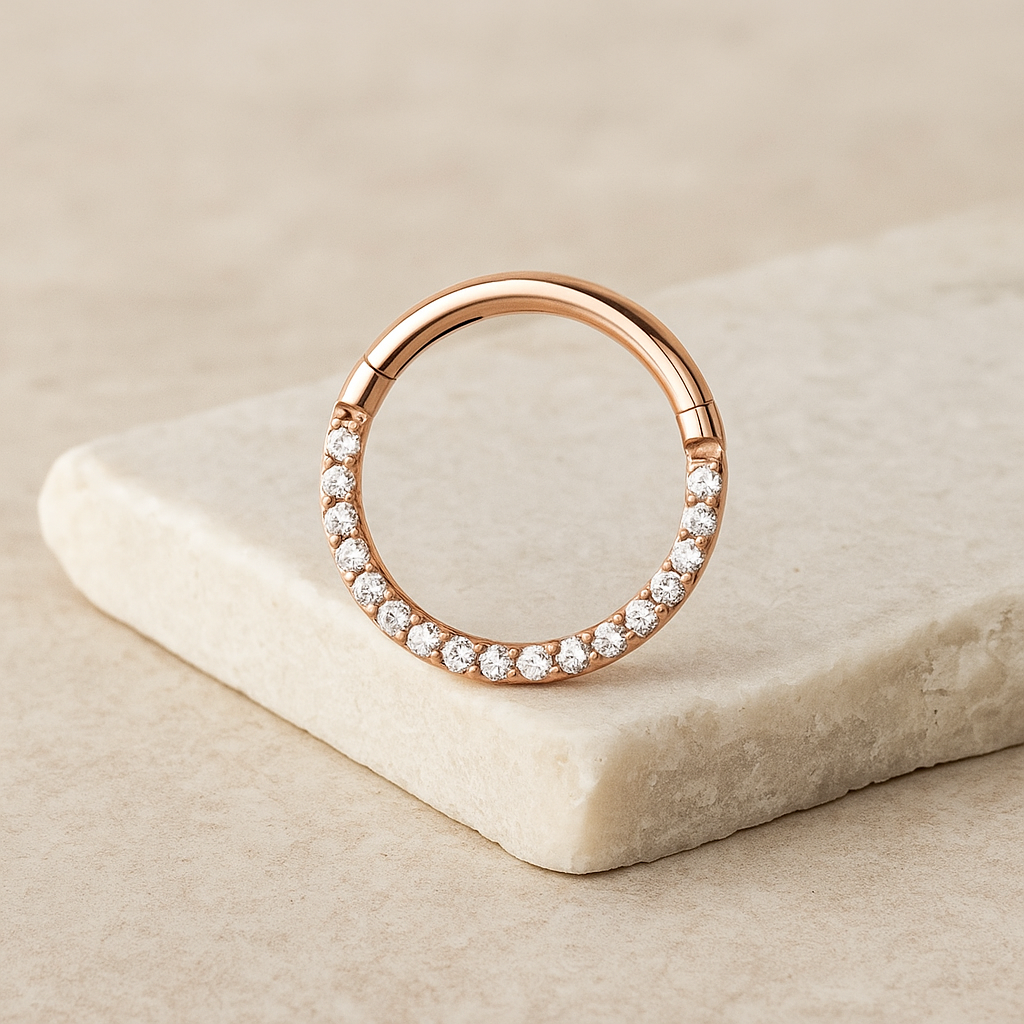 titanium rose gold segment daith ring – hypoallergenic piercing jewellery by Cura