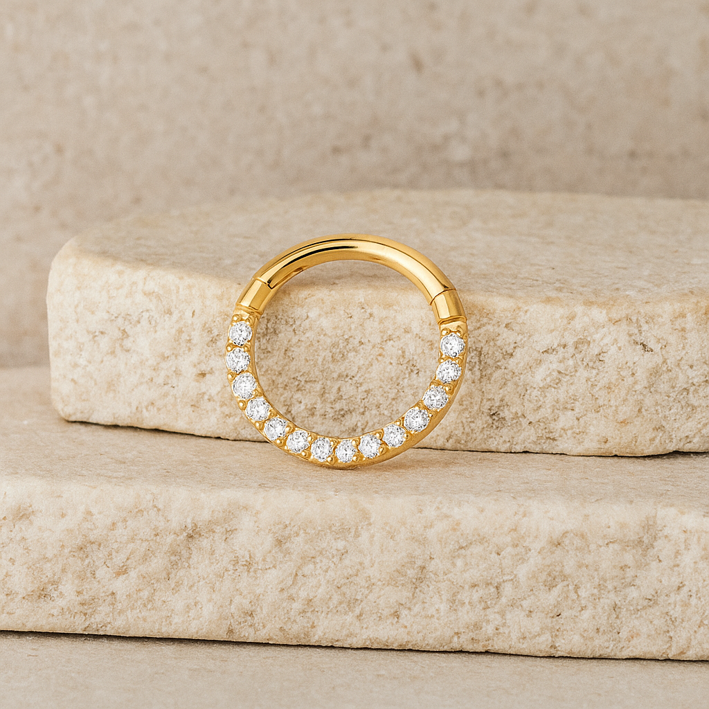 titanium gold segment daith ring – hypoallergenic piercing jewellery by Cura