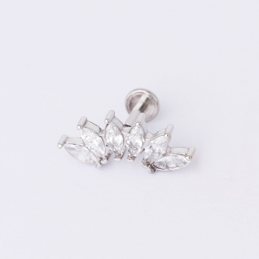 Mia - Surgical Steel Threadless Marquise Fan Stud
