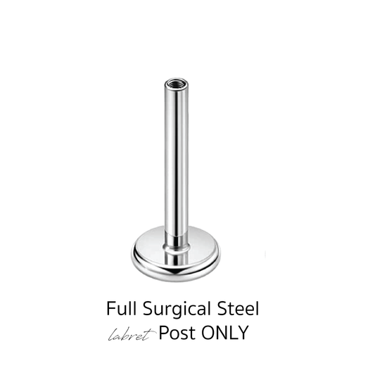 8mm Surgical Steel Threaded Labret Flat Back Post Only