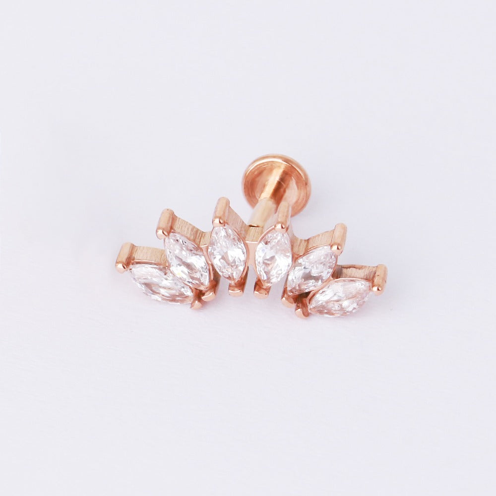 Mia - Surgical Steel Threadless Marquise Fan Stud