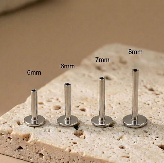 18G Titanium Threadless Labret Post Only – hypoallergenic piercing jewellery by Cura
