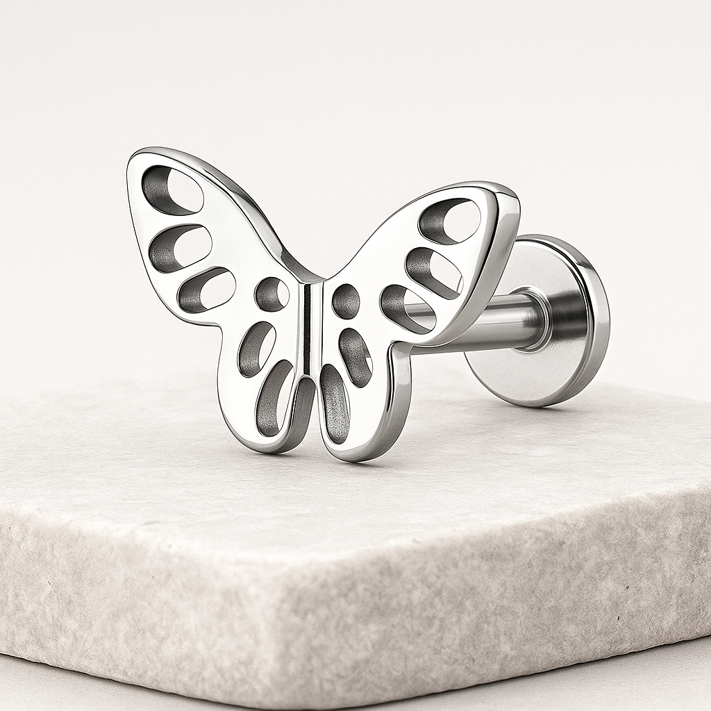 Gia - Hollow Butterfly Stud