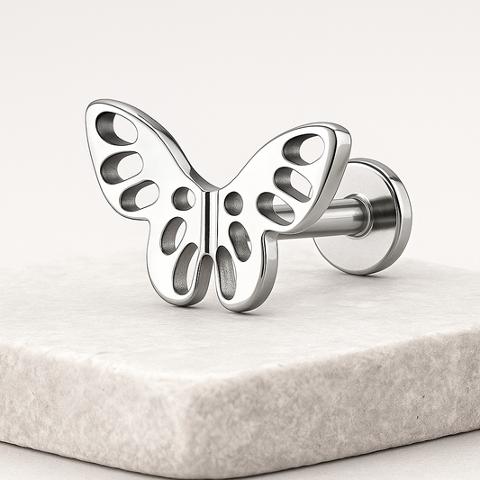 Gia - Hollow Butterfly Stud